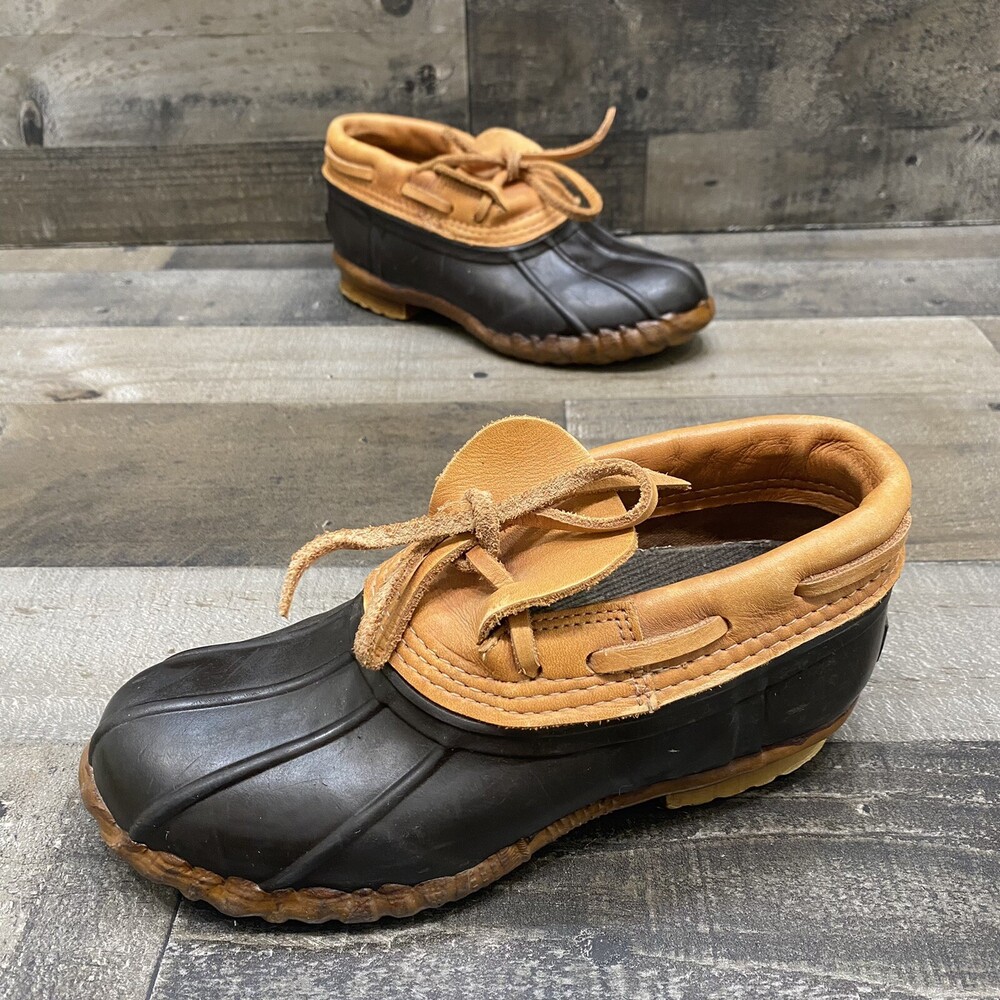 Cabelas Steel Shank Low Duck Boots Brown/Tan Rubber Womens Size 6